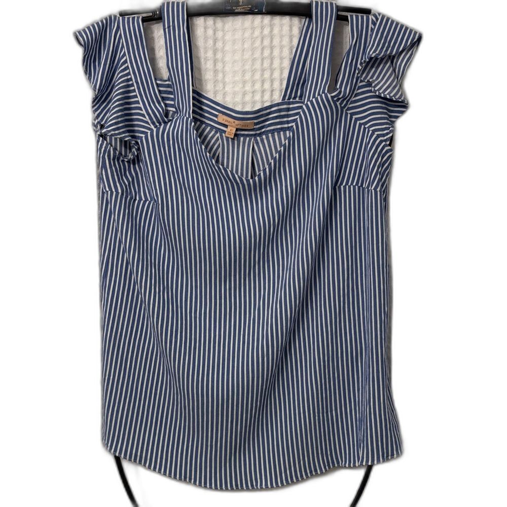 Gibson Striped Blouse with Ruffled Sleeves